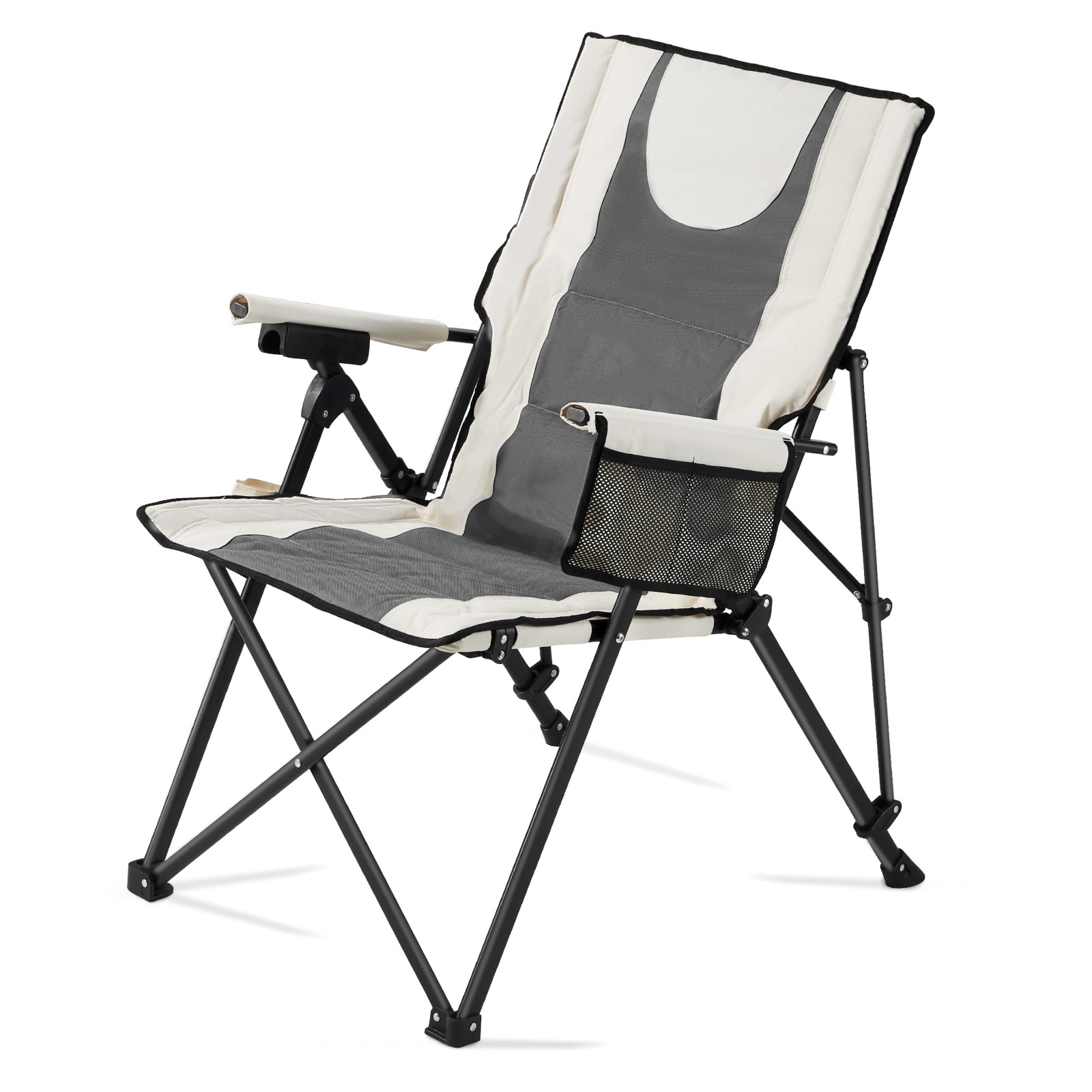 Heated Camping Chair, 3 Heat Settings, High Back Folding Camping Chair, Supports 260lbs, Full Padded Beach Chairs With Armrest & Cupholder, Portable Lawn Chairs For Outdoor Sports Travel_maomaolike.com